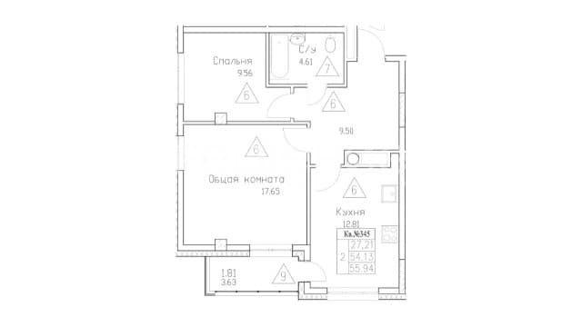 2 комн., 55 м², Монолитно-каркасный, Автодорожная 5