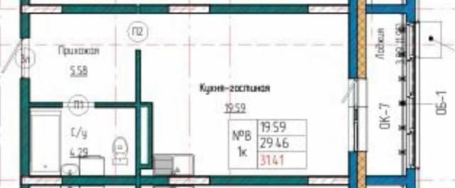 1 комн., 42 м², Монолитно-каркасный, ДСК 2