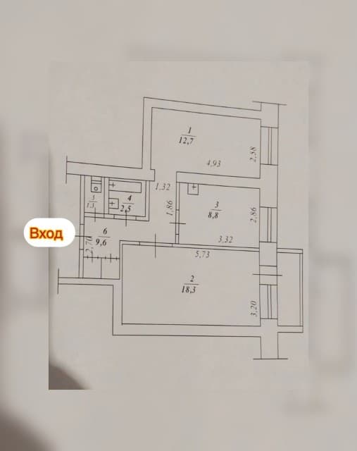 2 комн., 53 м², Блочный, Глазная больница 10