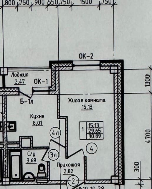 1 комн., Монолитно-каркасный, ДСК 2