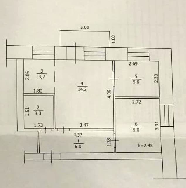 3 комн., 41 м², Хрущевка, Площадь Победы 16
