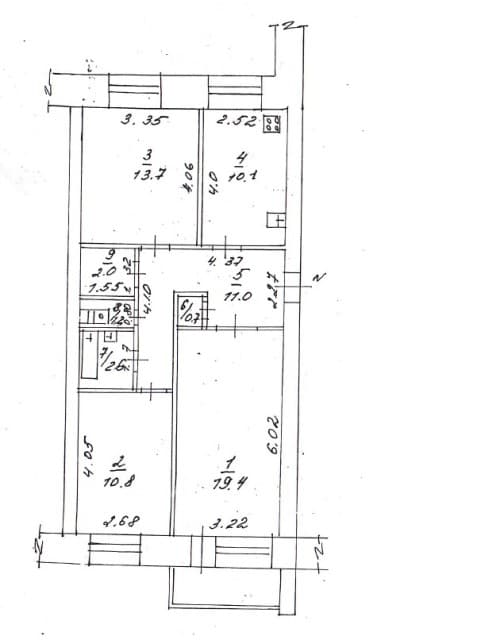 3 комн., 72 м², Инд. планировка, Центр - район пл. Ленина 19