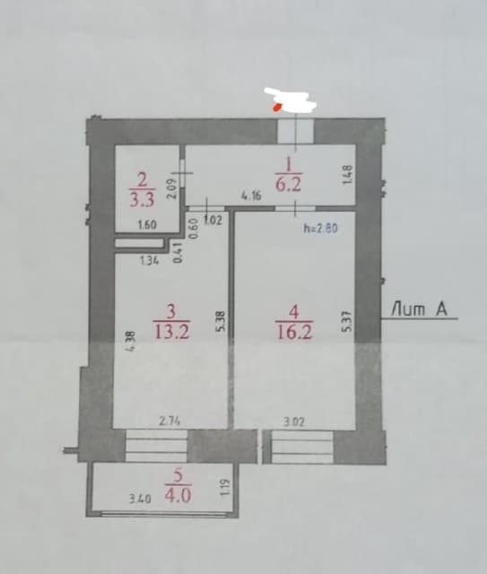 1 комн., 38 м², Монолитно-каркасный, Крытый рынок