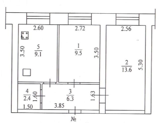 2 комн., 41 м², Блочный, Сайсары 19