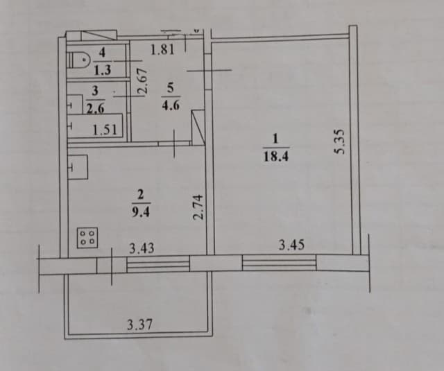 1 комн., 36 м², 112 серия, Центр - район пл. Дружбы 7