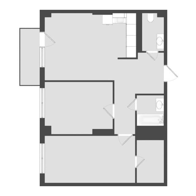 3 комн., 66 м², Монолитно-каркасный, Вилюйский тракт 3