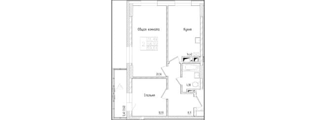 2 комн., 61 м², Инд. планировка, ЯГСХА 9
