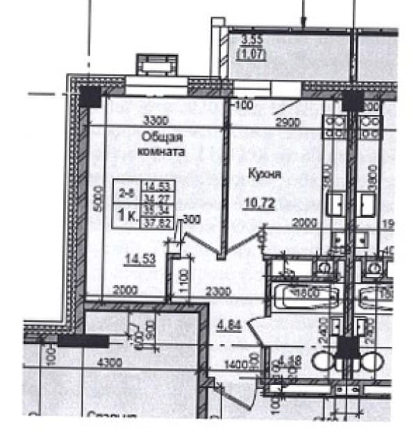 1 комн., Монолитно-каркасный, Прометей, ЖК 2