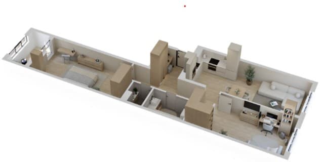 2 комн., 40 м², Монолитно-каркасный
