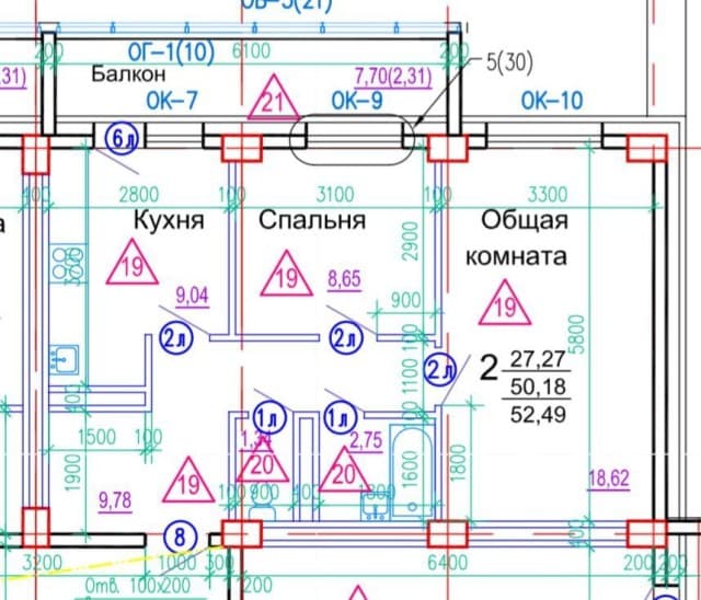 2 комн., Монолитно-каркасный, Гимеин 2