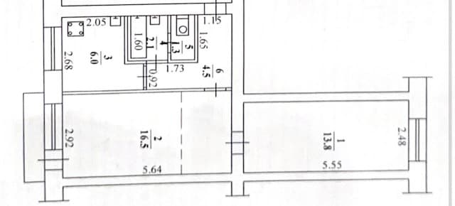 2 комн., 44 м², Блочный, ТЦ "Олонхо" 9
