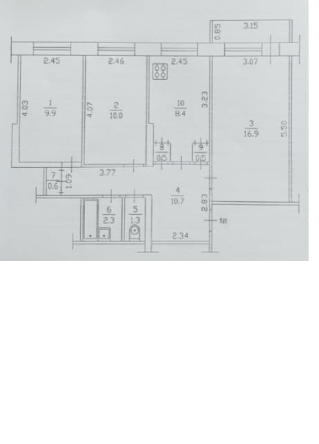 3 комн., 61 м², КПД, Авиапорт 12
