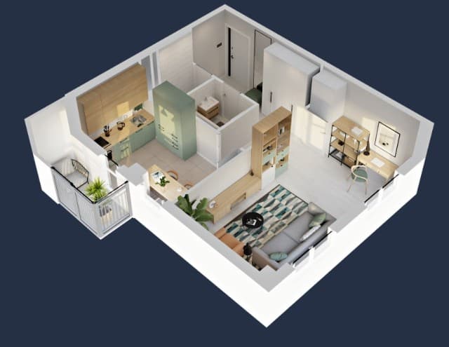 1 комн., Монолитно-каркасный, Авторынок 4