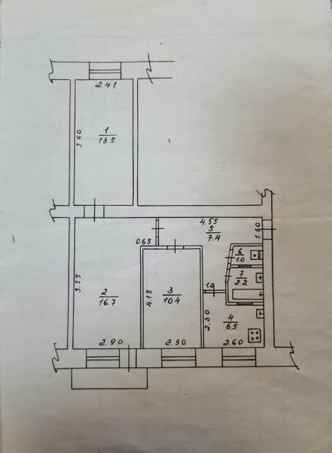 3 комн., 57 м², Блочный, Жатай 4
