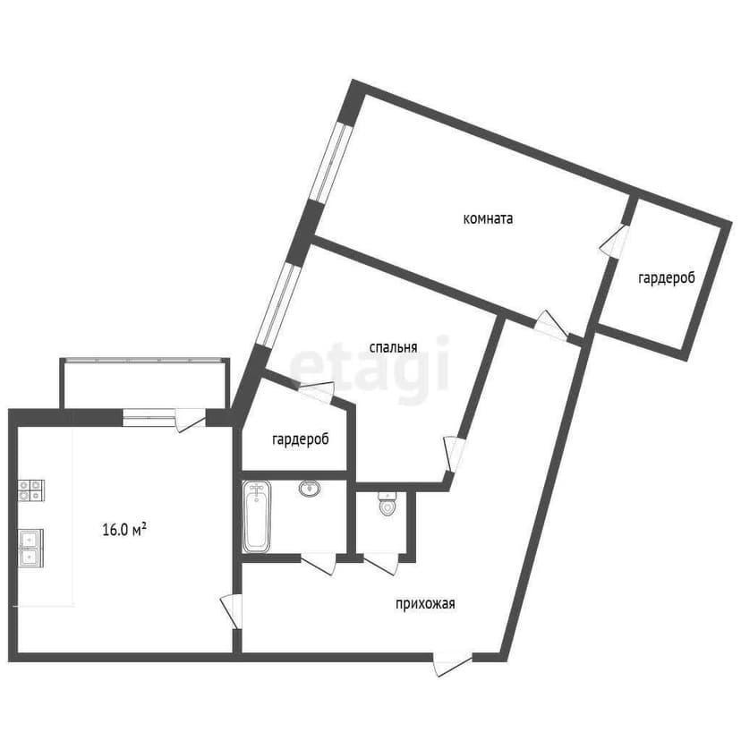 2 комн., 76 м², Монолитно-каркасный 10
