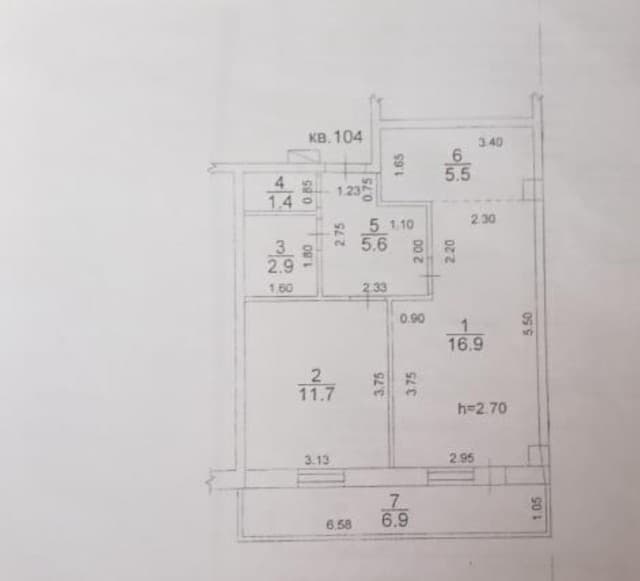 2 комн., 44 м², Монолитно-каркасный, ЯКСМК