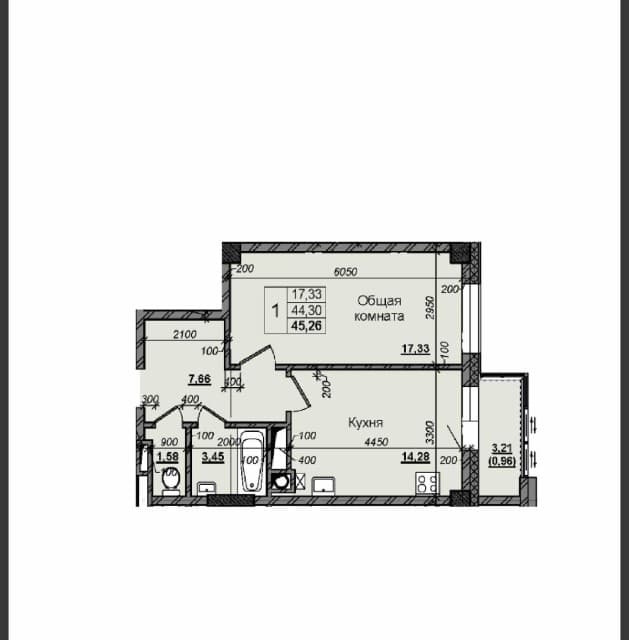 1 комн., 45 м², Инд. планировка, 103 квартал (Ростелеком)