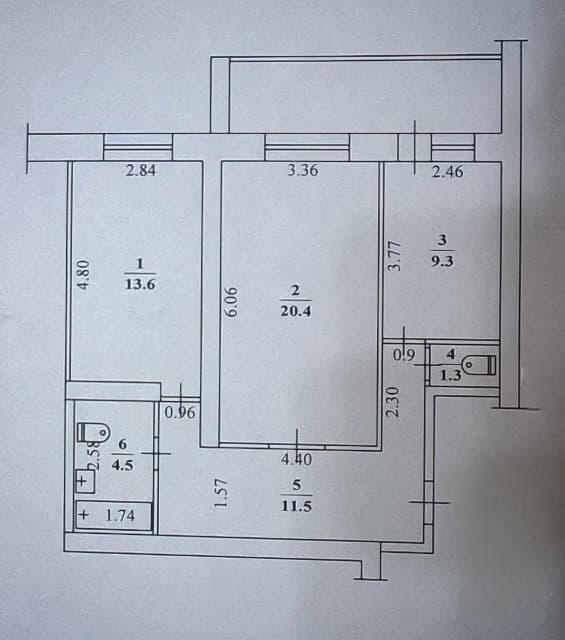 2 комн., 62 м², Блочный, 202 мкрн. 8