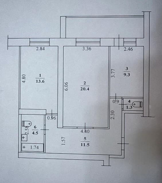 2 комн., 62 м², Блочный, 202 мкрн. 10