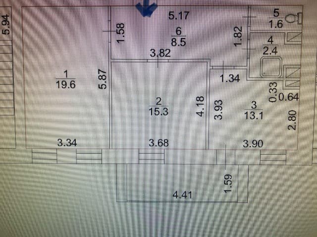 2 комн., 60 м², Блочный, 16 квартал 2