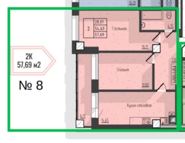 1 комн., Монолитно-каркасный, Вавилон 10
