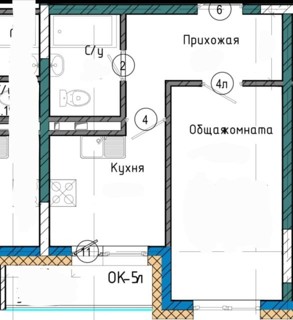 1 комн., 30 м², Монолитно-каркасный, Областная больница, рынок "Манньыаттаах" 3