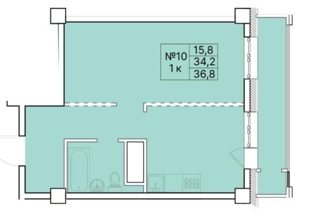 1 комн., Монолитно-каркасный, Вилюйский тракт 2