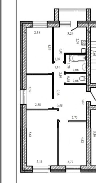 4 комн., 79 м², Блочный, Улус 11