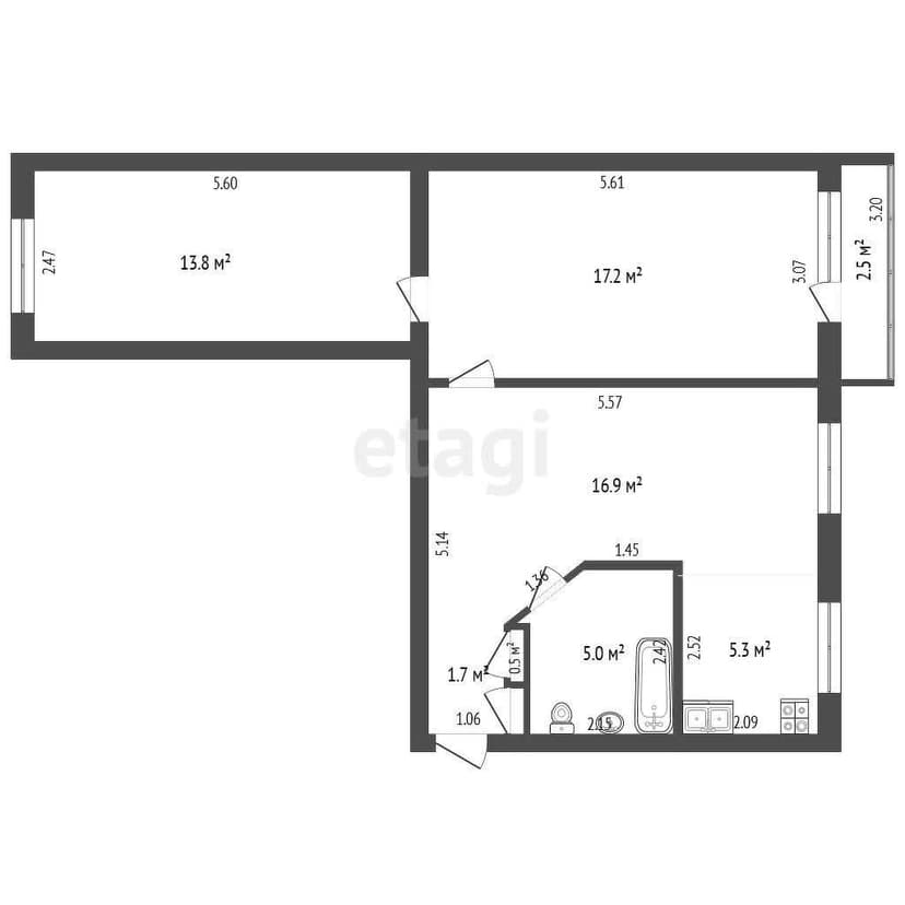 3 комн., 59 м², Хрущевка 10