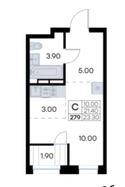Студия, 24 м², Монолитно-каркасный, Другие районы