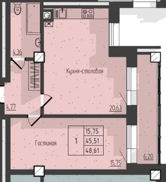 2 комн., Монолитно-каркасный, Вавилон 4