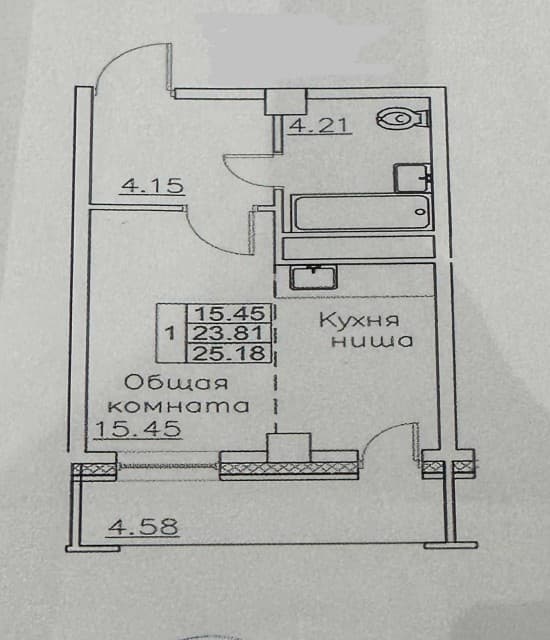 Студия, 25 м², Каркасно-щитовой, Гимеин 6