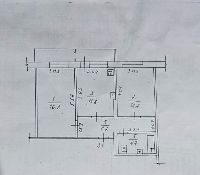 2 комн., 54 м², КПД, Авиапорт 10