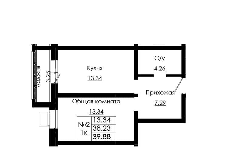 1 комн., 39.88 м²