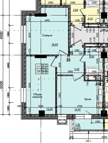 2 комн., 65.08 м²