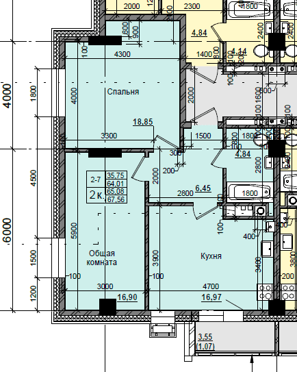 2 комн., 65.08 м²