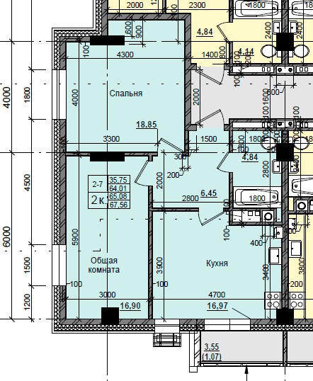 2 комн., 65.08 м²