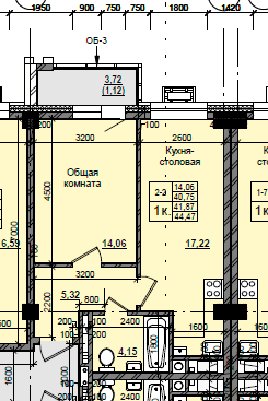 1 комн., 41.87 м²