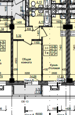 1 комн., 41.87 м²