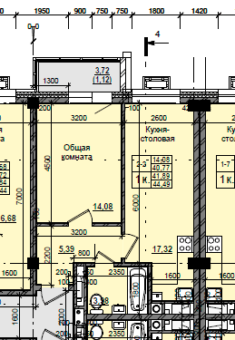 1 комн., 41.89 м²