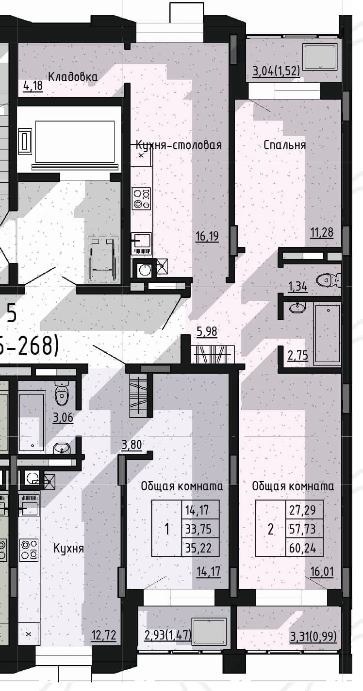 2 комн., 60.24 м²