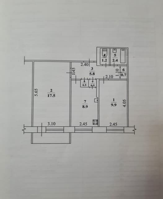 2 комн., 47 м², КПД, Жатай 6