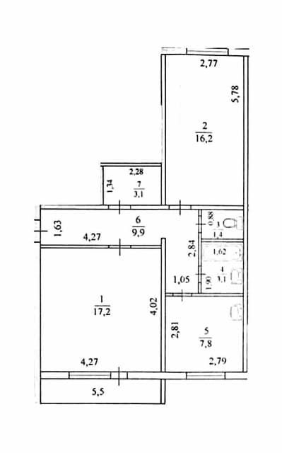 2 комн., 59 м², Дерев. б/у, Жатай 3