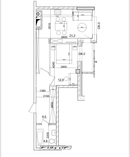 2 комн., 50 м², Монолитно-каркасный, Вилюйский тракт