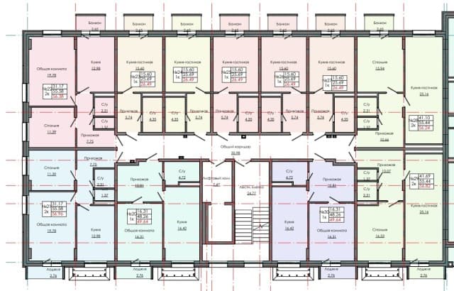 2 комн., 55 м², Монолитно-каркасный, Звездный 2