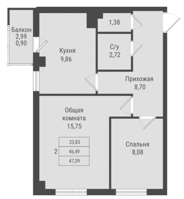 2 комн., Монолитно-каркасный, Авторынок 8