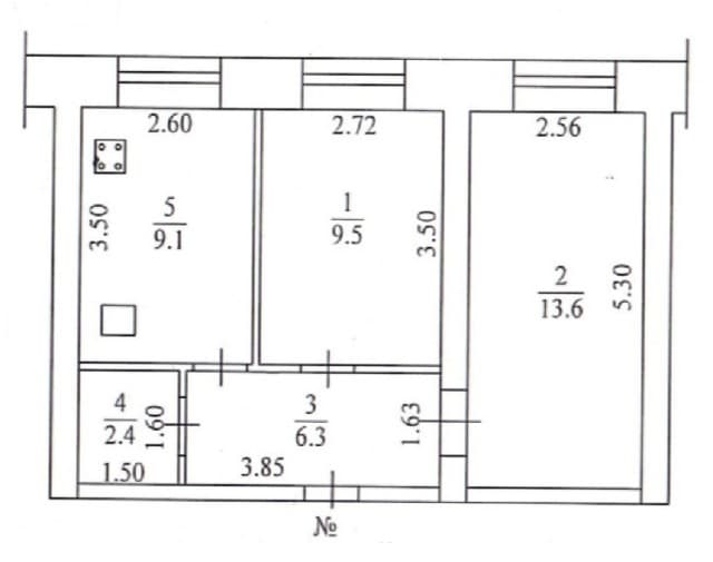 2 комн., 41 м², Блочный, Сайсары 19