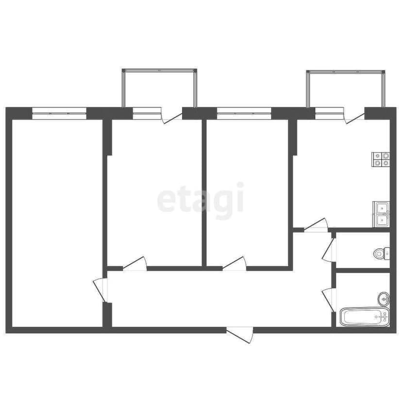 3 комн., 74 м², Монолитно-каркасный 8