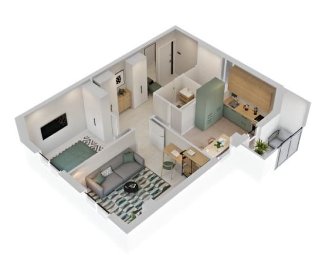 2 комн., 50 м², Монолитно-каркасный, Авторынок