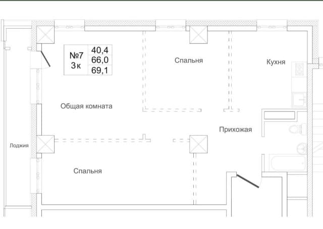 3 комн., 70 м², Монолитно-каркасный, Вилюйский тракт 5